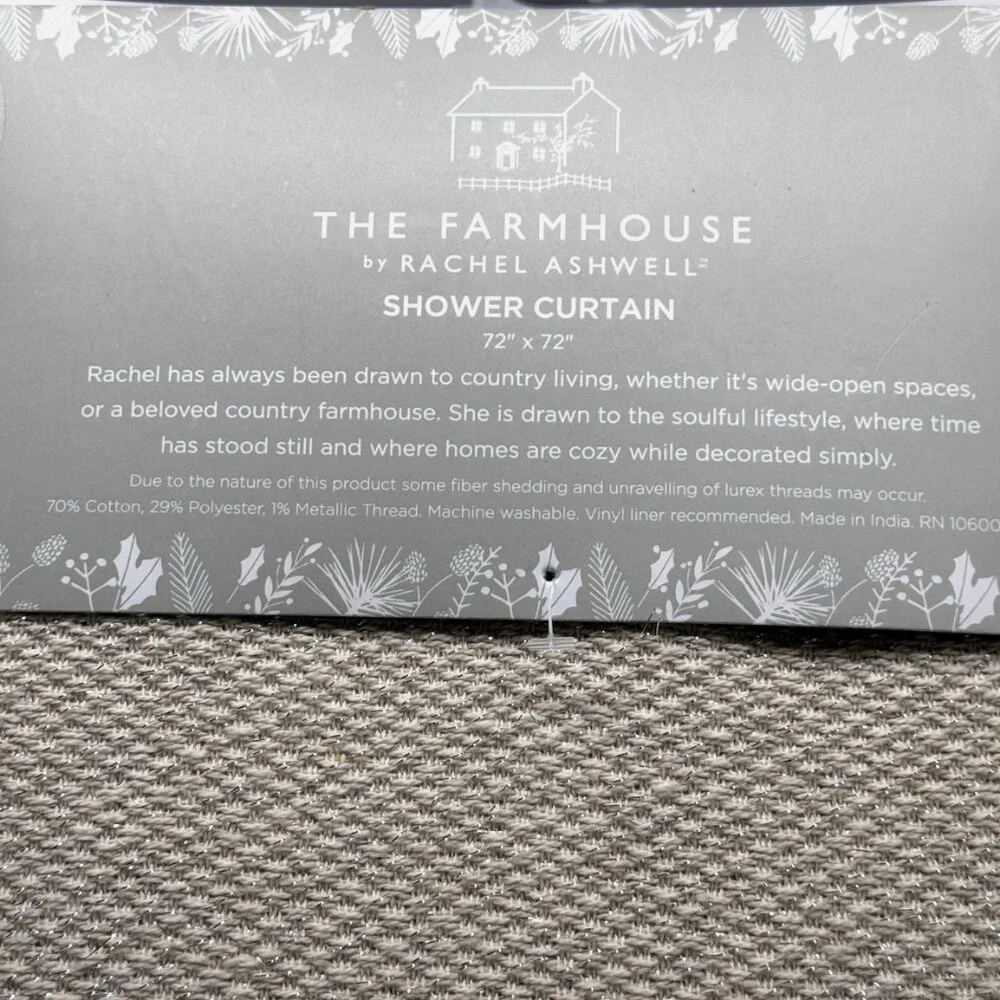 Rachel Ashwell Tufted Snowflake Shower Curtain Silver Sparkle Christmas Holiday